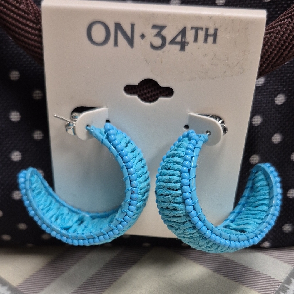 ON 34TH Blue Woven Hoop Earrings